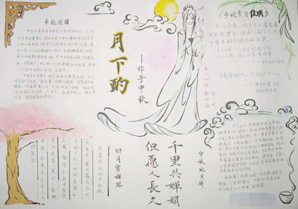 中秋节手抄报4开纸版面设计图大全