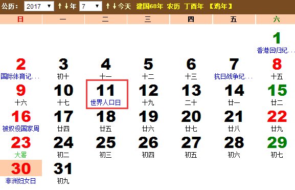 世界人口日_7.11 世界人口日