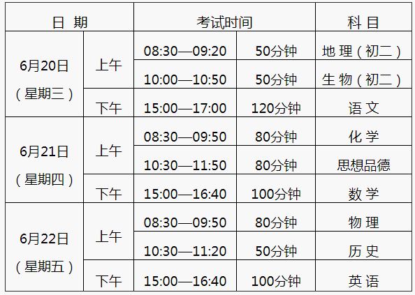 广东中考时间,2018年广东中考时间安排
