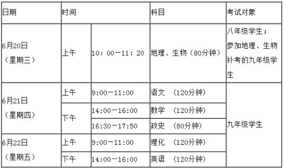 湖北中考时间,2018年湖北中考时间安排